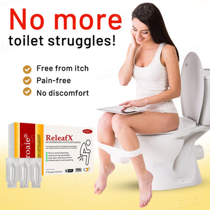 Official Store:Croaie® ReleafX Hemorrhoid Suppositories - 7 Days to a Happy, Pain-Free 🍑—Guaranteed!